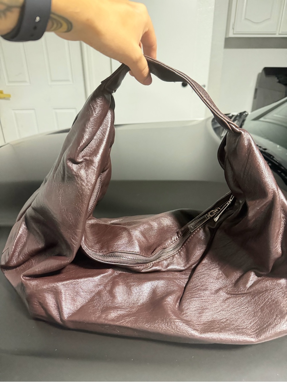 Brown Slouchy Hobo Shoulder Bag Oversized Purse